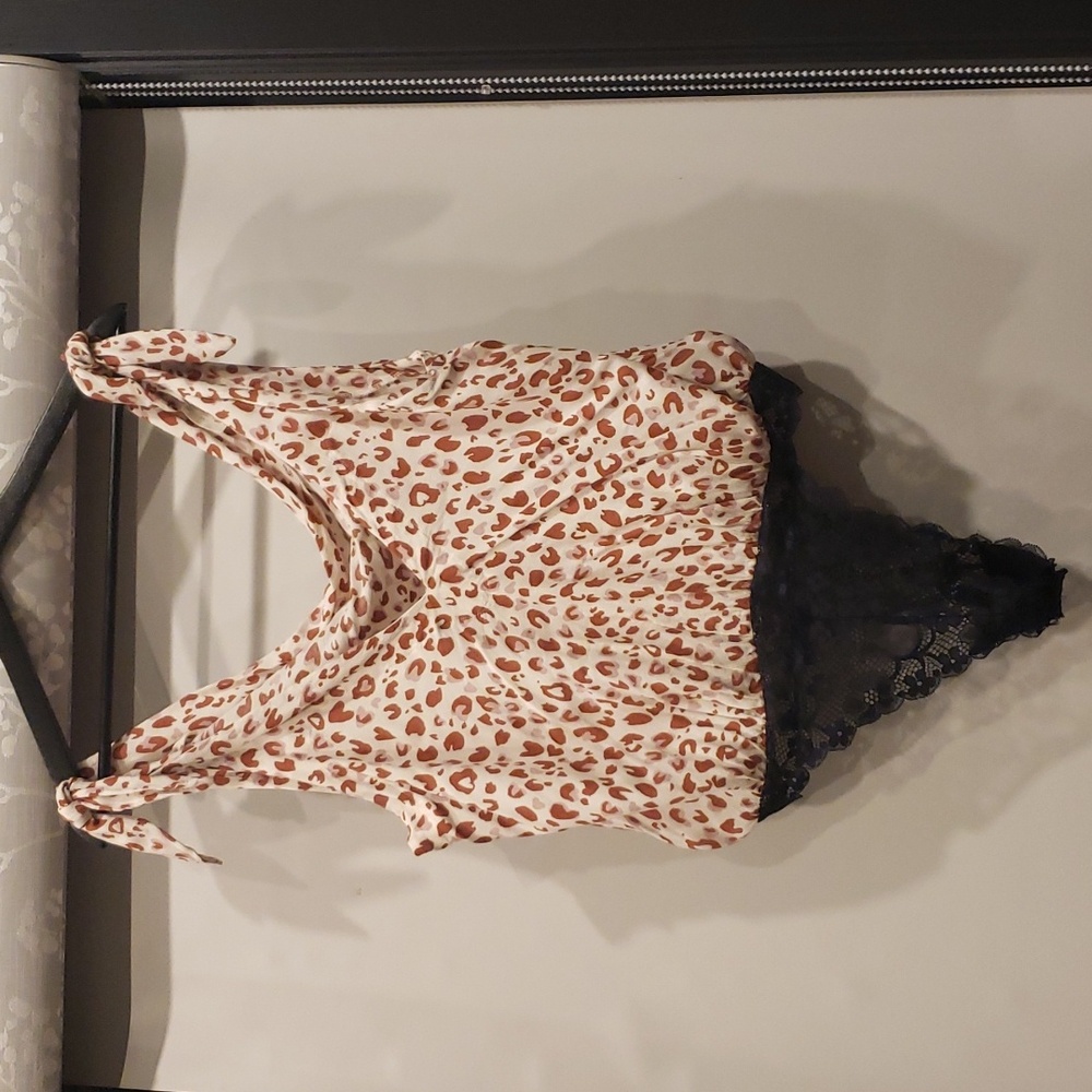 Free People Intimately/ Black lace/ Leopard  print/ Size US M